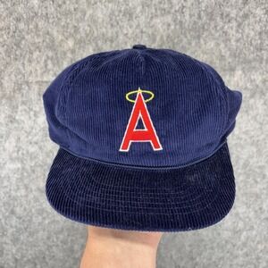 Annaheim Angels Corduroy Snapback Hat Blue Coca Cola MLB Baseball 80s